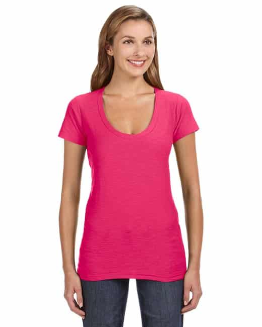 J America Ladies' V-Neck Slub T-Shirt