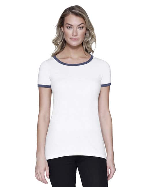 StarTee Ladies' CVC Ringer T-Shirt